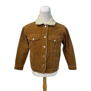 Pacsun Mens Tan Corduroy Sherpa-Lined Jacket With Button Front & Pockets Sz XS/S